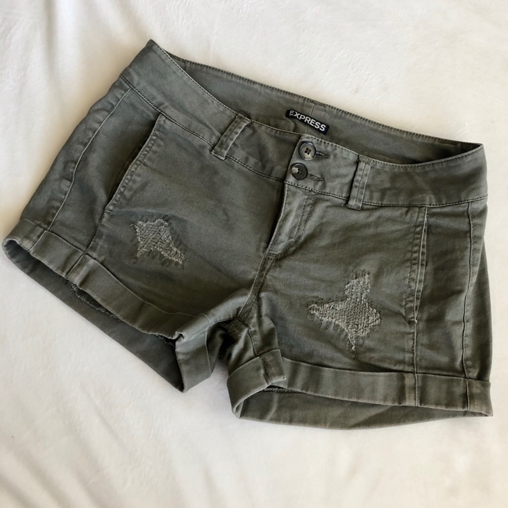 Express Army Green Shorts